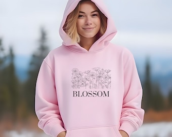 Blüten Hoodie, Baumwolle gedruckt Hoodie, lässiger Hoodie, Selbstliebe Hoodie, Blumen Hoodie, Sommer Hoodie,