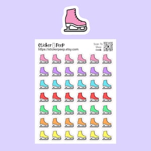 Ice Skate Planner Stickers: 1/2 Inch - Glossy Icon Stickers For Planners