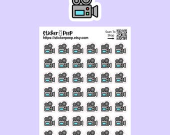 1/2" Video Camera Film Movie Director Planner Stickers - Glossy Sticker Paper - Agenda, Calendar, Scrapbook, Craft, Organize, Plan