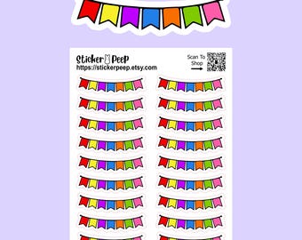 Pegatinas para agenda y calendario de cumpleaños con banderines: Planificador de agenda