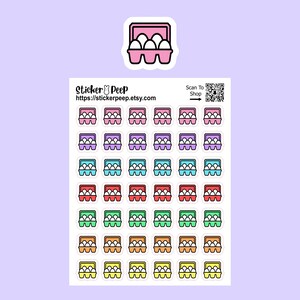 1/2" Eggs Carton Food Delivery Order Grocery Planner Stickers - Glossy Sticker Paper - Agenda, Calendar, Scrapbook, Craft, Organize, Plan