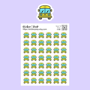School Bus Planner Stickers: 1/2 Inch - Glossy Icon Stickers For Planners