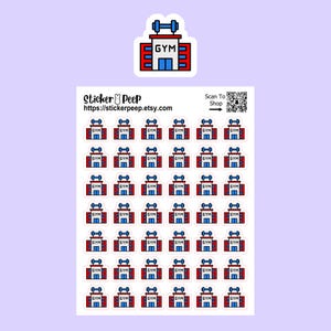Gym Building Planner Stickers: 1/2 Inch - Glossy Icon Stickers For Planners