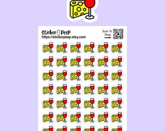 Pegatinas planificadoras con iconos de vino y queso: Calendario y agenda