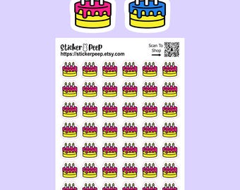 Birthday Cake Icon Planner Stickers: Calendar Agenda Tracker