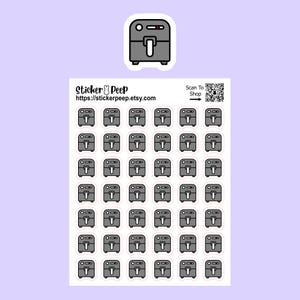 Air Fryer Planner Stickers: 1/2 Inch - Glossy Icon Stickers For Planners