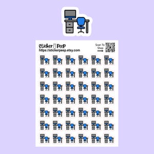 Computer Desk Icon Planner Stickers: Calendar Agenda Tracker