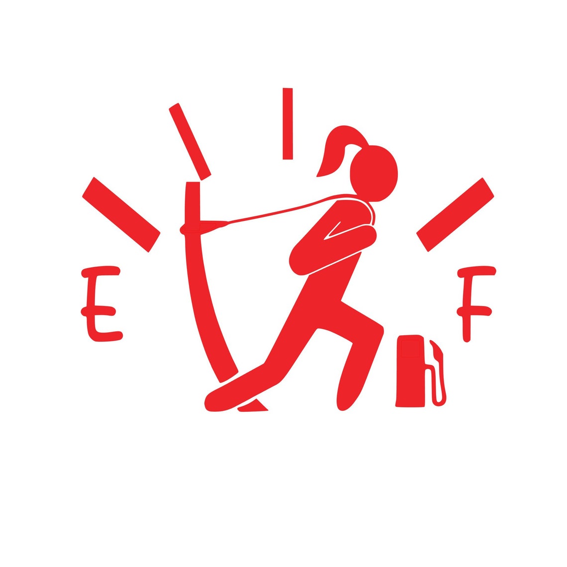 Almost Empty Gas Tank Vinyl Decal Empty Fuel Gauge Guy Etsy