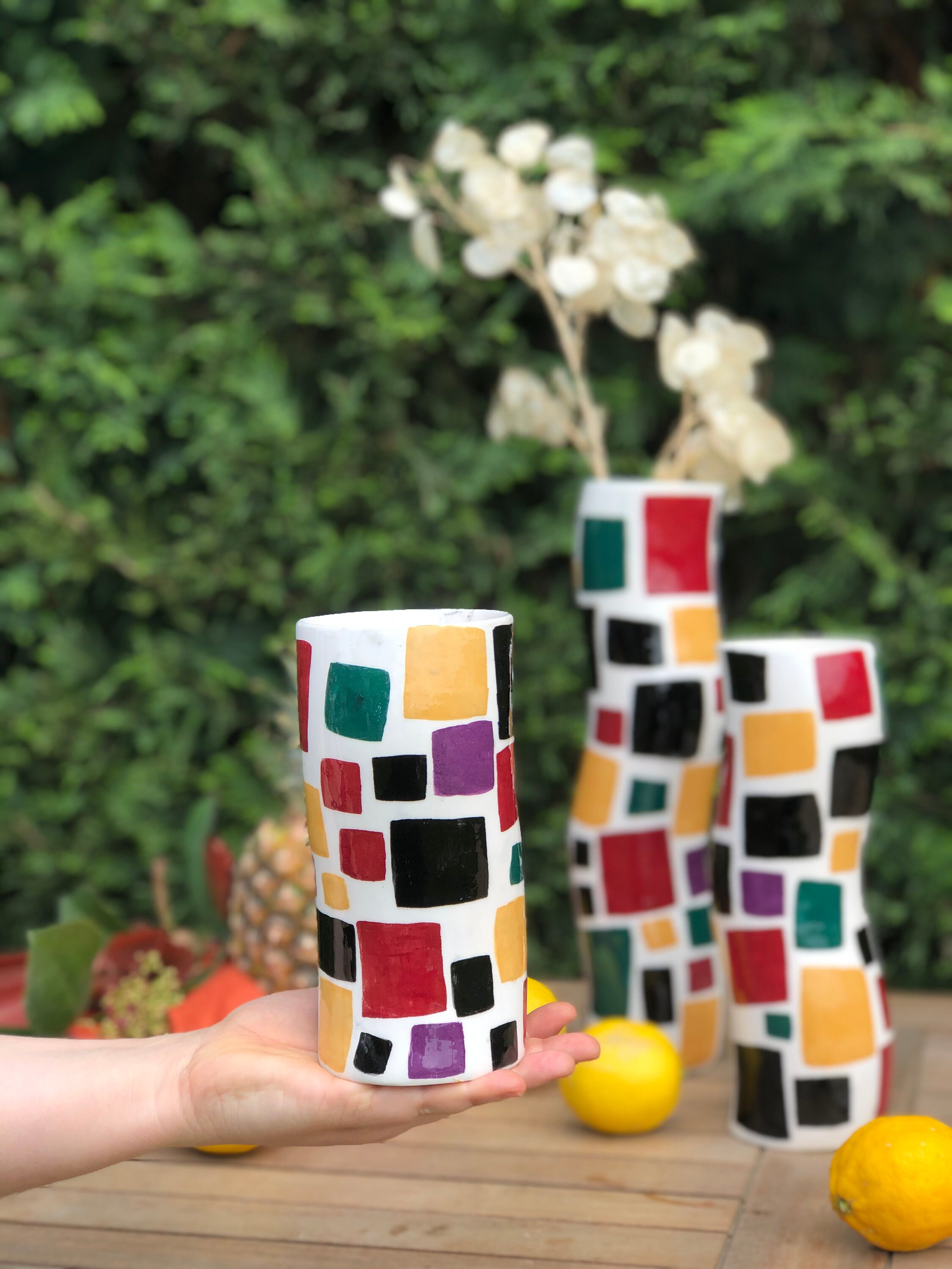 Handmade Ceramic Colorful Wavy Tall Vase Modern Glazed Etsy UK