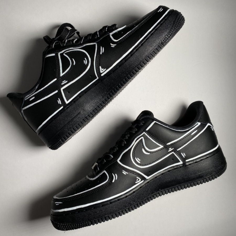 Air Force 1 Black Cartoon Custom Af1 Air Force 1 Air Force - Etsy Finland