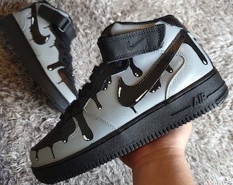 Zapatillas nike air force 1 mid top goteo Gris - Etsy