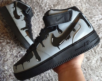 Zapatillas nike air force 1 mid top goteo Gris - Etsy