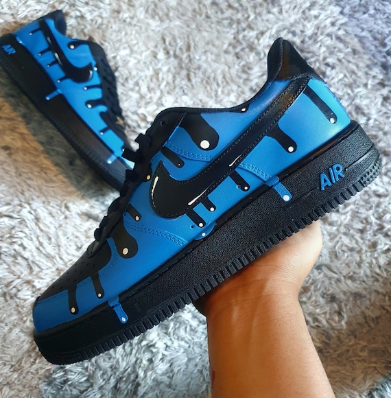 segunda mano ratón En riesgo Zapatillas personalizadas nike air force 1 goteo azul custom - Etsy España
