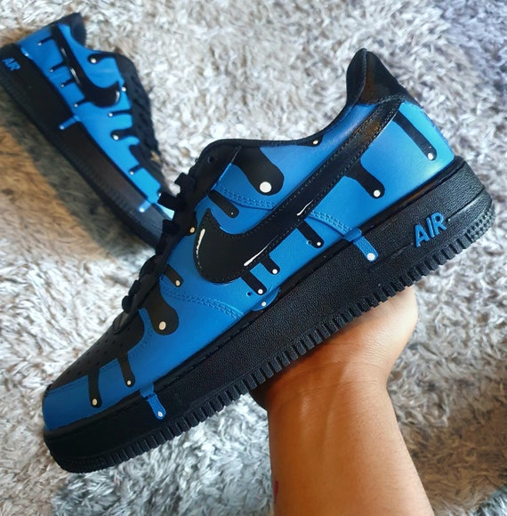 segunda mano ratón En riesgo Zapatillas personalizadas nike air force 1 goteo azul custom - Etsy España