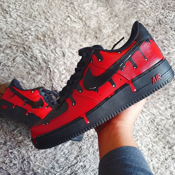 Geef rechten vork Onbekwaamheid Nike Air Force 1 aangepaste rode druppel hand geschilderd - Etsy België