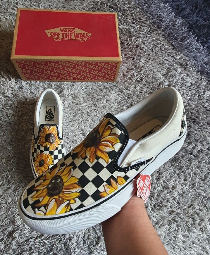 Vans slippers slip-on bloemen zonnebloemen zonnebloem - Etsy België