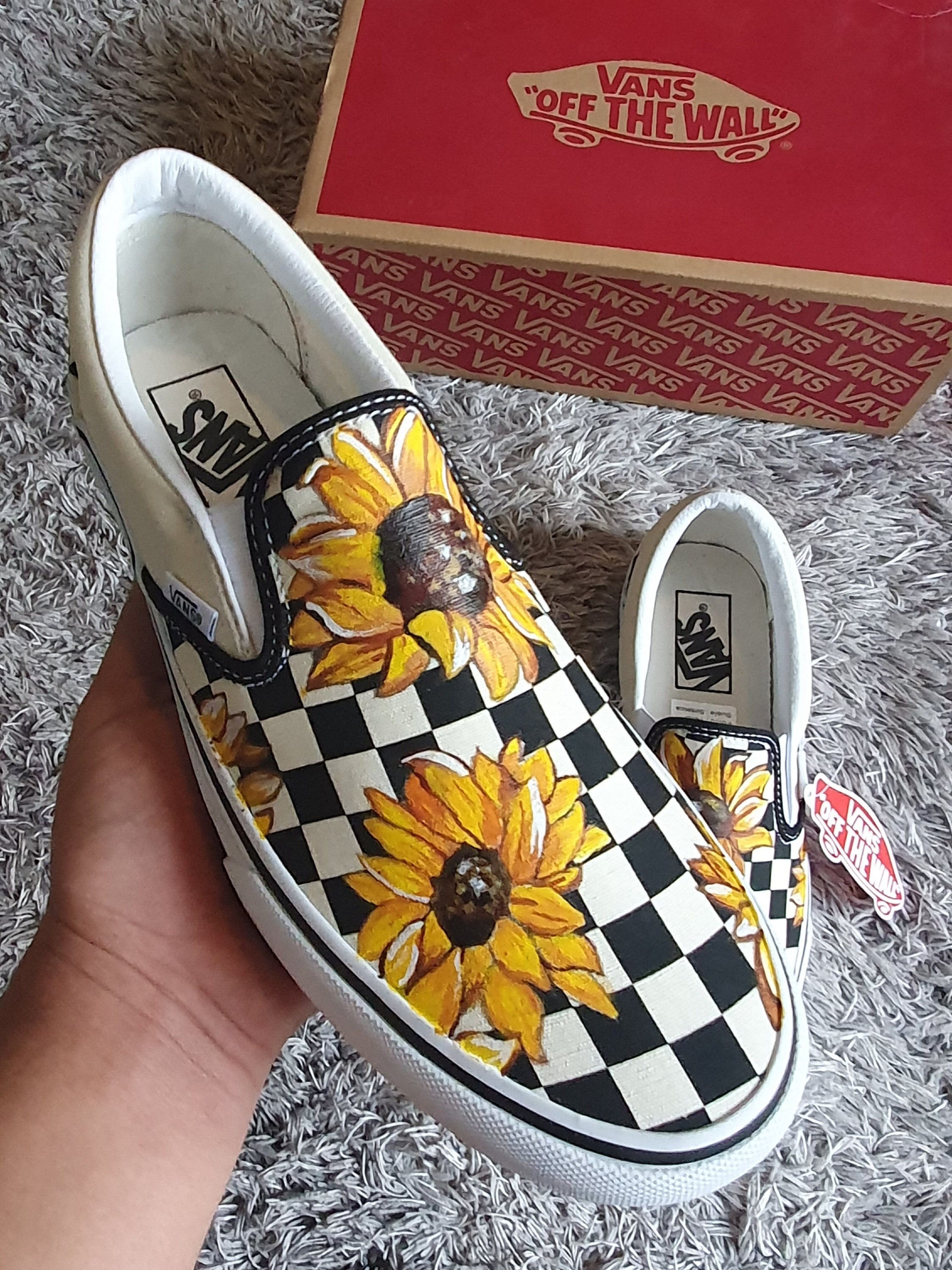 Vans slippers slip-on bloemen zonnebloemen zonnebloem - Etsy België