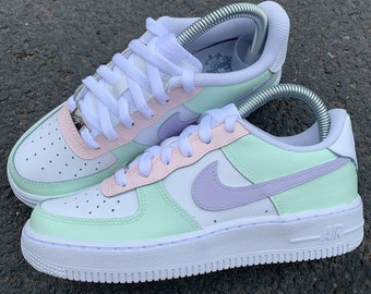 Air Force 1 Pink and Green Mint Custom Hand Painted - Etsy Sweden