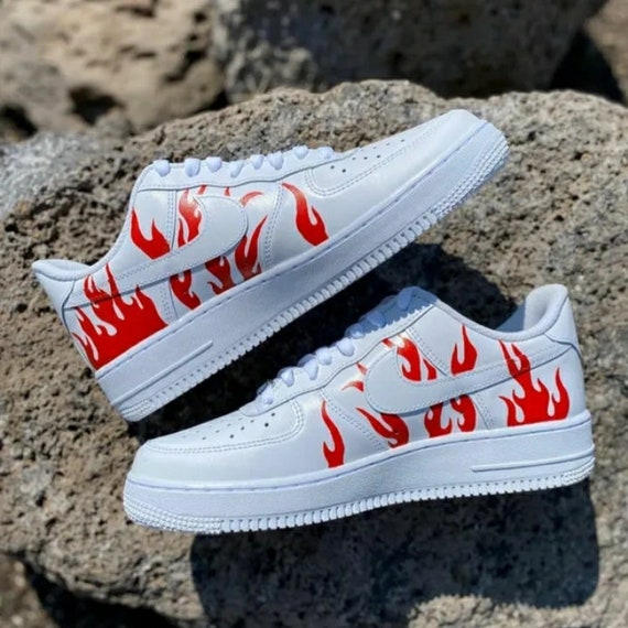 Aangepaste nike air force 1 schoenen handgeschilderde rode - Etsy Nederland
