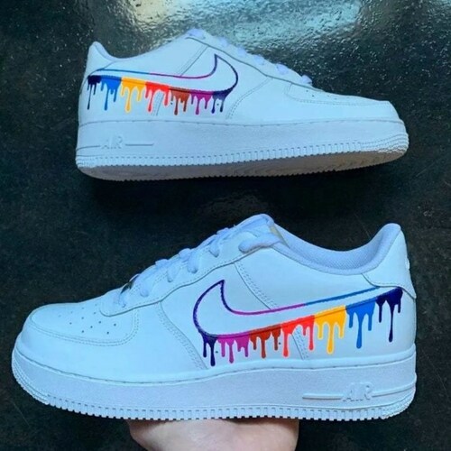 Nike Air Force 1 Custom Blue Drip Dripping Custom Custom Etsy