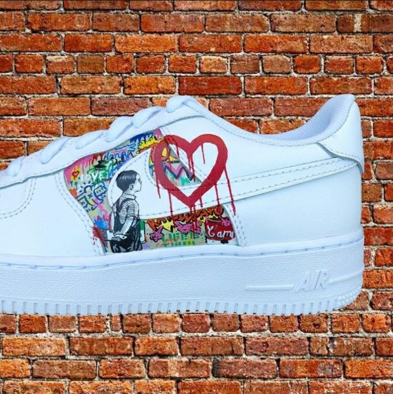 Aangepaste schoenen Nike Air force 1 Bansky ballon meisje - Etsy België