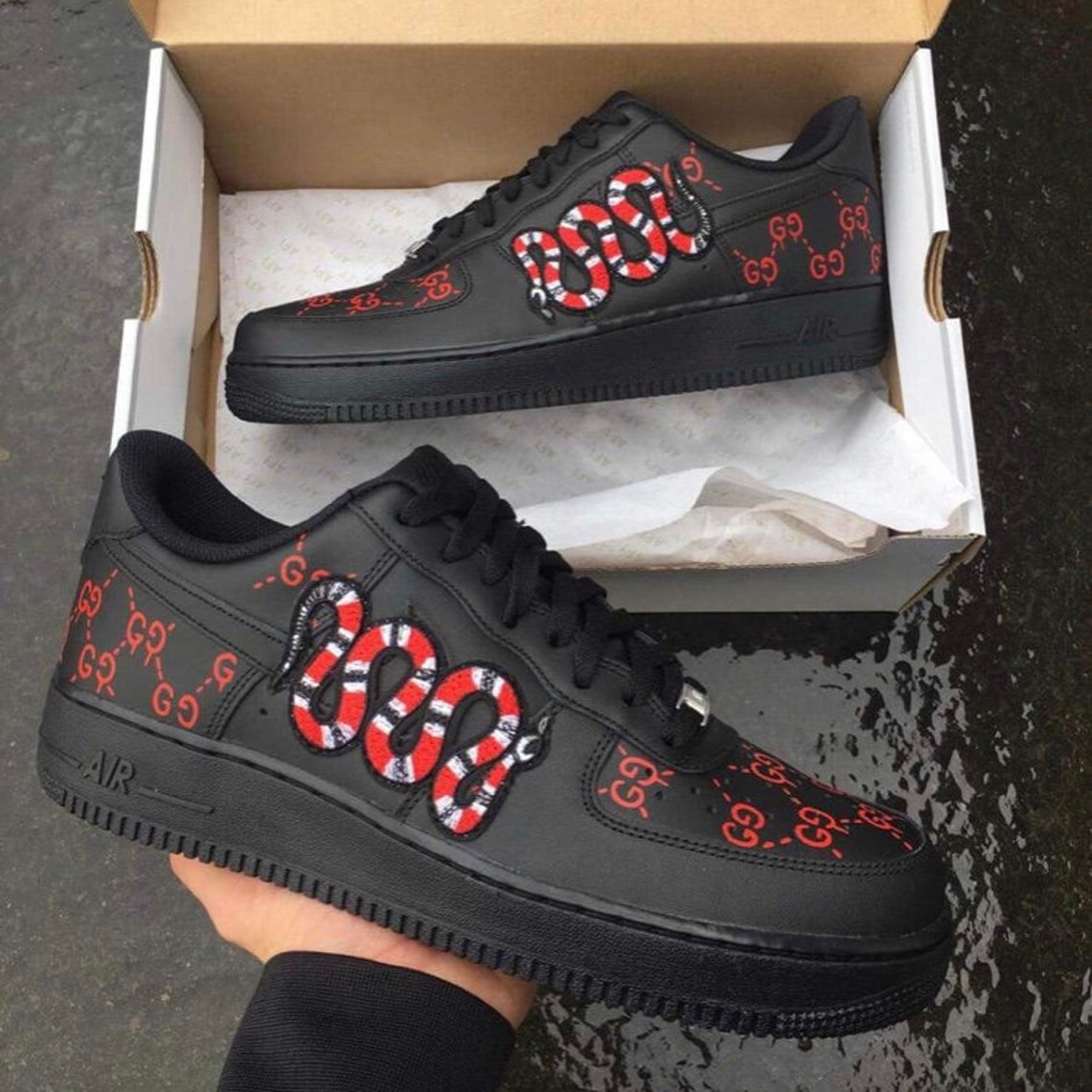Custom nike air force 1 Snake Hand painted red snake af1 | Etsy