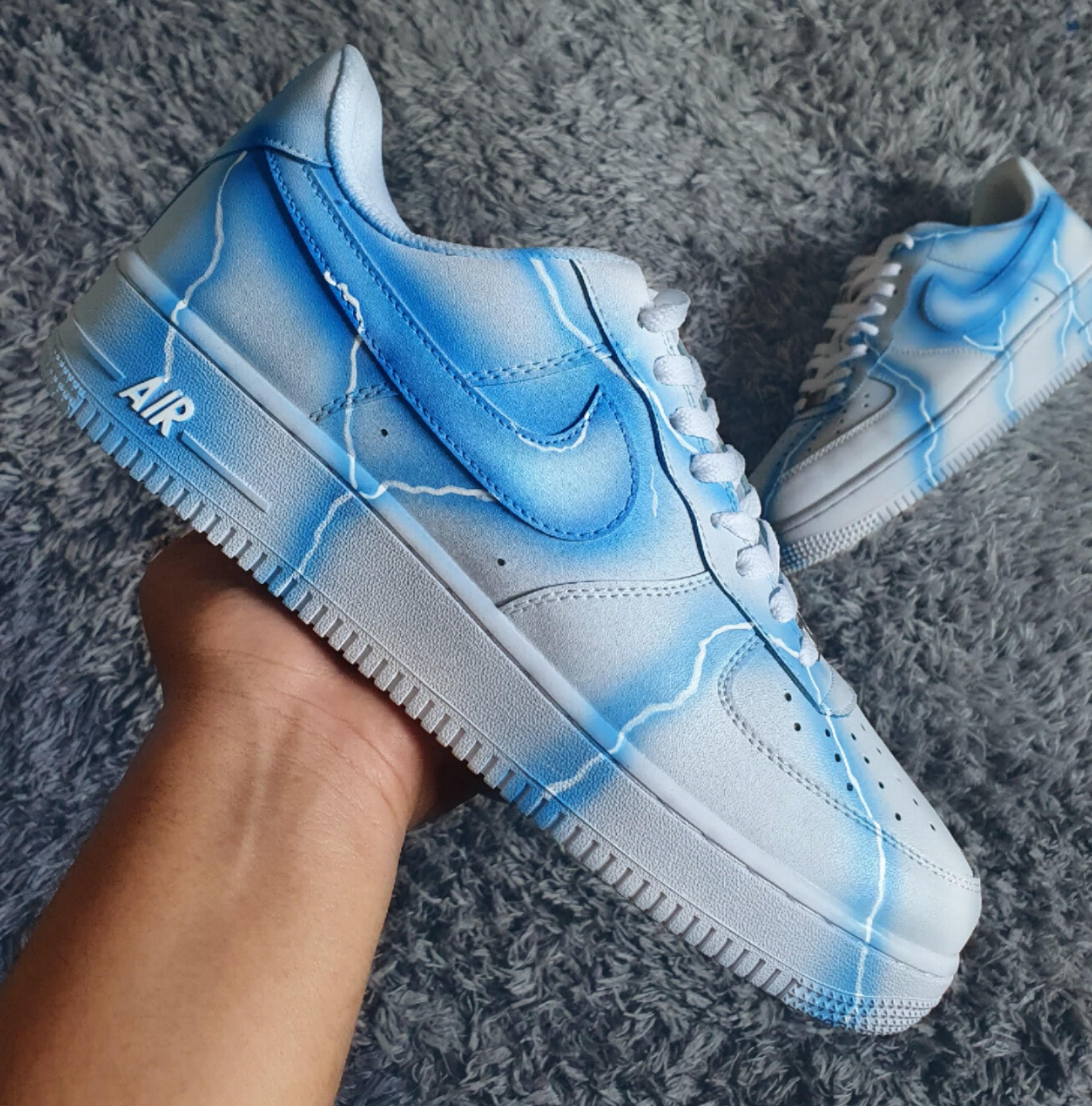 Nike Air Force Custom Storm Blue White Blue - Etsy UK