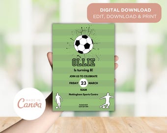 Football Birthday Party Invitation, Soccer Party, Kids Invite, Editable Invitation Template, Digital Download Invite, 5x7 Instant Print