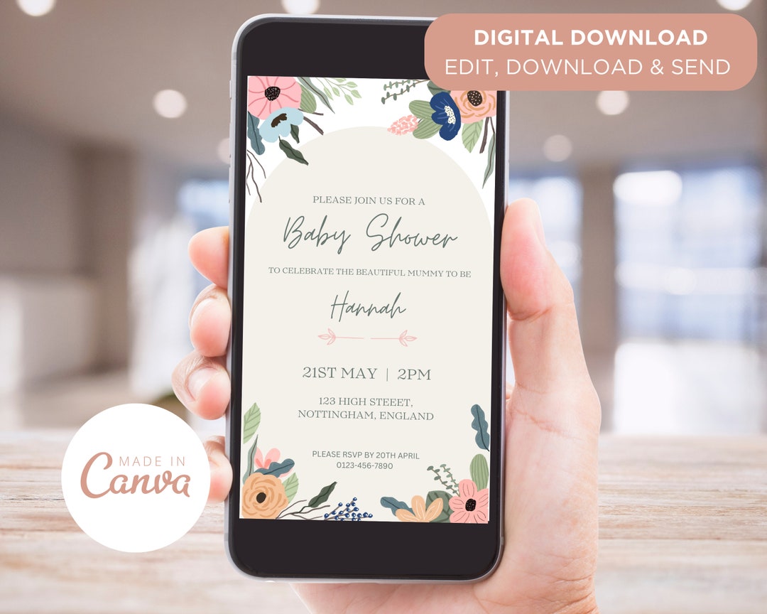Baby Shower Evite Template: Customizable Digital Invitation (mobile ...