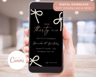 Invito per la festa del 30° compleanno, Talk Thirty to Me, invito per la festa del 30° compleanno, invito modificabile, Dirty Thirty, invito mobile