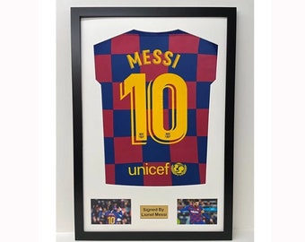 DIY ready made football shirt frame for your adult football signed shirt in this modern frame with 2 x 6" x 4" photos and metal text plaque