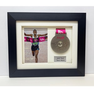 Marathon Sport 3D Medal Display Shadow Box Frame For Any Marathon Race Event or Sport Medal Size Ideal for Any sport Add your Photo & Text