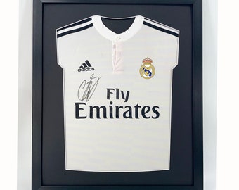 DIY ready made football shirt frame for your adult football signed shirt in this modern black mount shirt frame display | 6 Frame colours