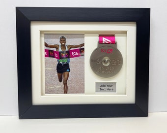 Marathon Sport 3D Medal Display Shadow Box Frame For Any Marathon Race Event or Sport Medal Size Ideal for Any sport Add your Photo & Text