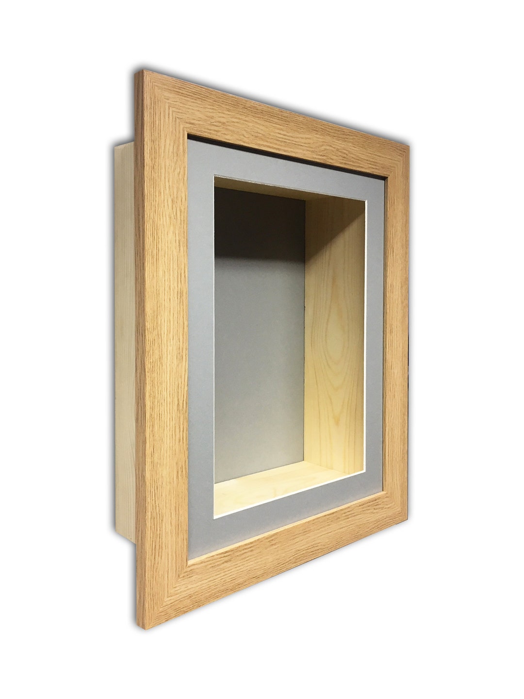 Deep Box Frame, 4 Inch 3D Shadow Display, Grey Mount Memory Keepsake ...