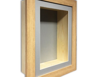 Deep Box Frame, 4 Inch 3D Shadow Display, Grey Mount Memory Keepsake