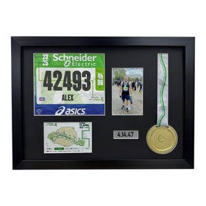 Paris Marathon Medal Frame 2025, Bib Photo Display DIY Large 3D Shadow Box