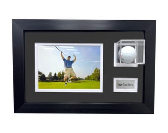 Golf Ball Display Frame, 3D Acrylic Case, Hole In One Keepsake with Photo Plaque