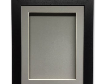 1" (25mm) Deep 3D box Frame with grey mount and grey background choice of 6 frame colours ideal for 3D objects, memory box and momentos