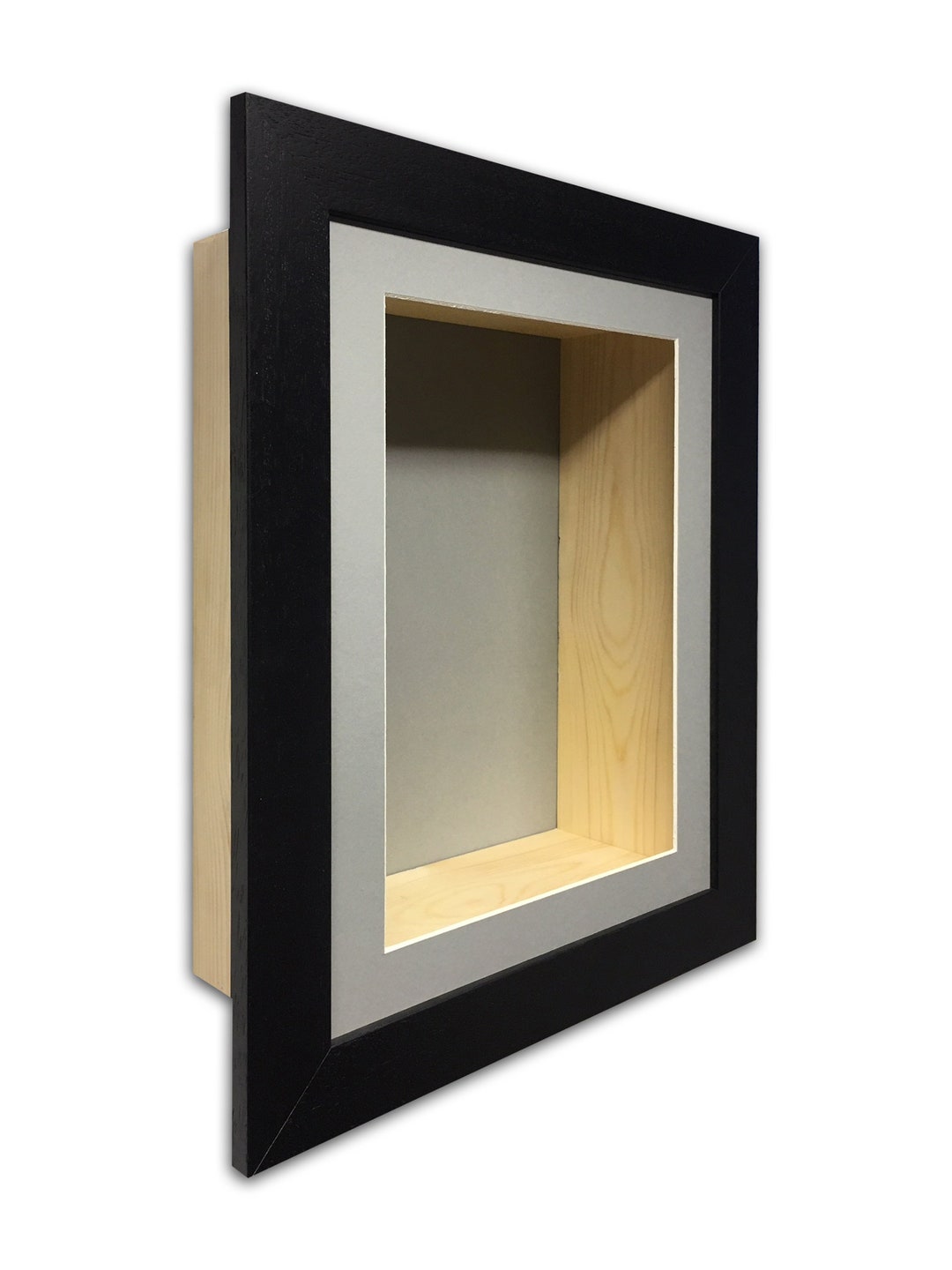 3D Box Frame, 3 Inch Deep Shadow Display, Grey Mount Handmade Memory ...