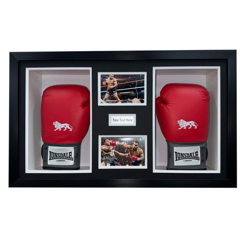 Double Boxing Glove Display Case, 5-inch Deep Black Frame, Photo ...