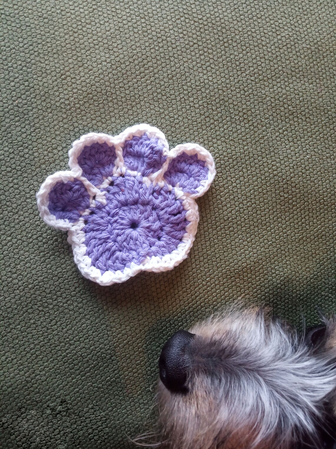 Handmade cup coaster dog paw crochet Etsy