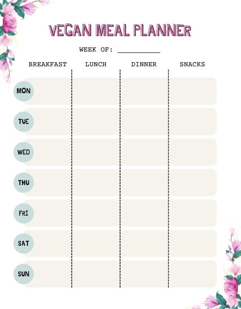 Vegan Meal Planner Bundle - Printable - Download - Multiple Week and ...