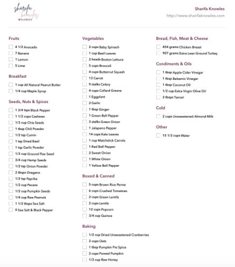 21 day Reset Meal Plan Program Etsy
