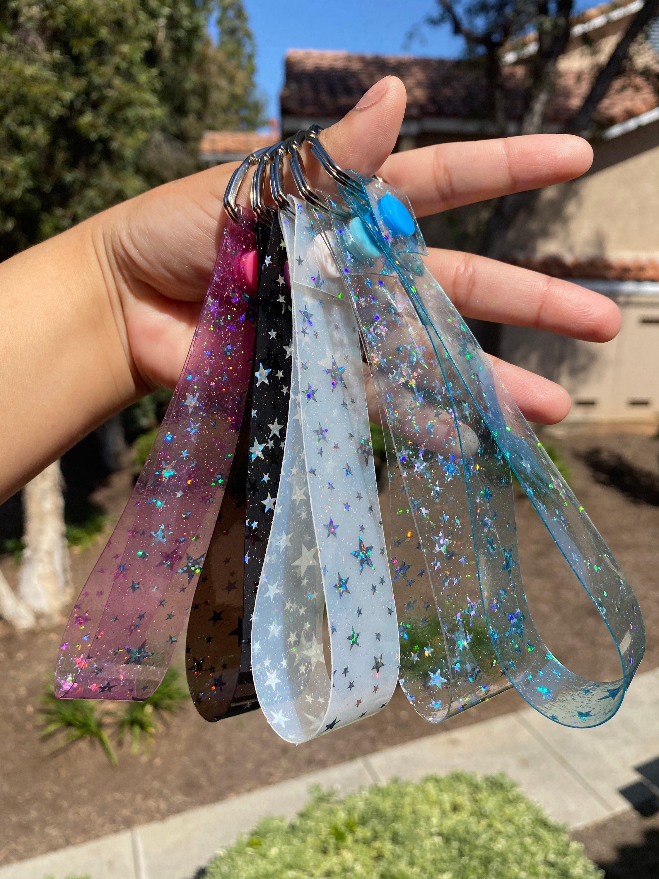 Jelly Holographic Star Wristlet Keyfob