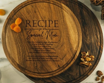 Tabla de cortar de recetas personalizada, tabla de cortar de mamá personalizada, tabla de madera de receta grabada, regalo de cumpleaños de mamá, idea de regalo del día de las madres, personalizar