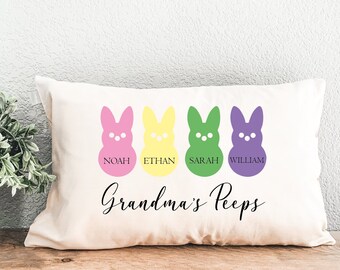 Easter Grandma Peeps Personalized Pillow, Easter Gift, Custom Easter Decoration, Spring Personalized Pillow, Granma Gift, Easter Day Gift