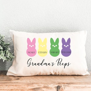 Easter Grandma Peeps Personalized Pillow, Easter Gift, Custom Easter Decoration, Spring Personalized Pillow, Granma Gift, Easter Day Gift