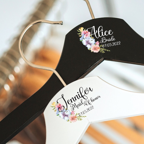 Personalized Wedding Dress Hanger, Custom Bridal Hanger, Groom and Bride Hanger, Personalized Bride Hanger for Wedding Dress, Wooden Hanger