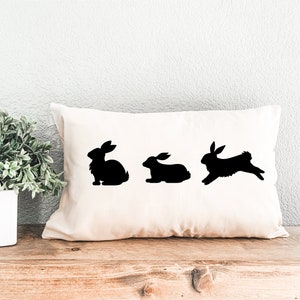 Easter Bunny Pillow, Spring Rabbit Pillow, Bunny Pillow, Easter Bunny Lumbar Pillow, Custom Pillow Cover, Easter Decoration, Spring Decor